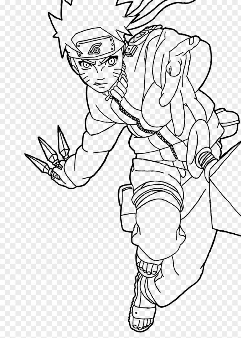 KUNAI Line Art Finger Drawing White PNG