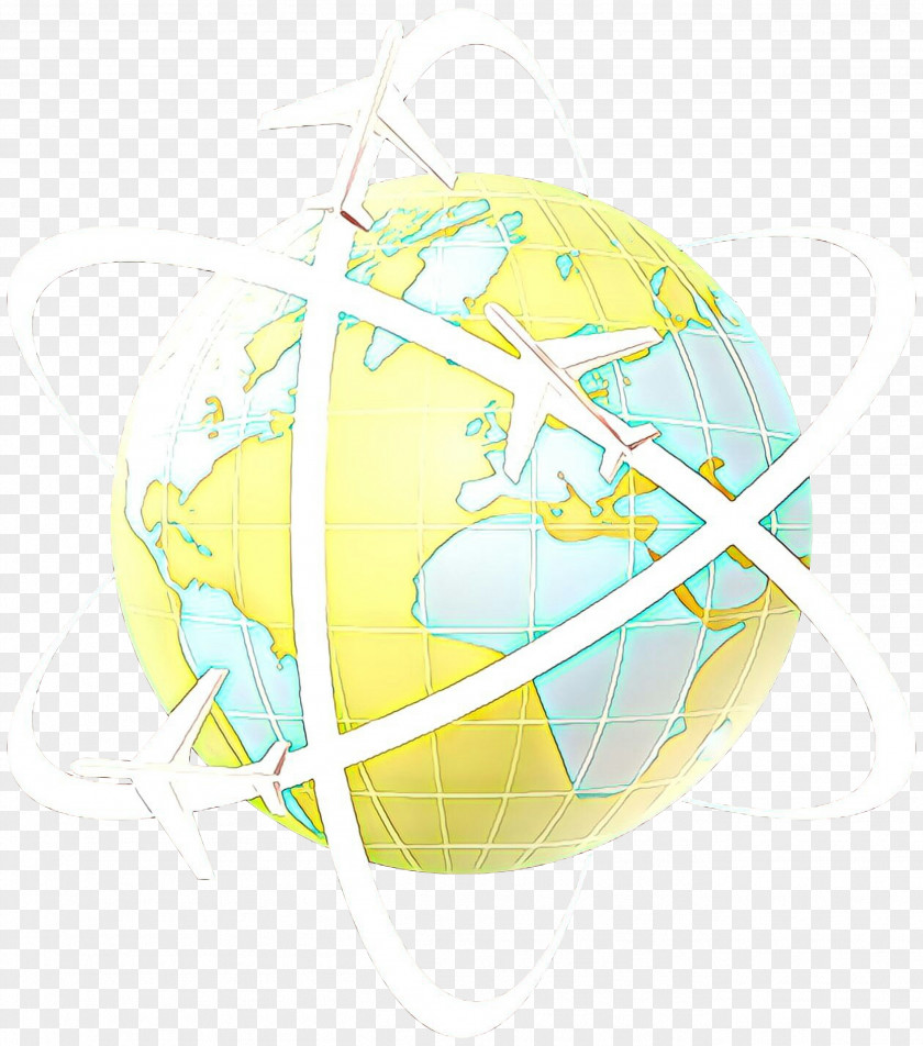 Globe World Yellow Font Design Line Meter PNG