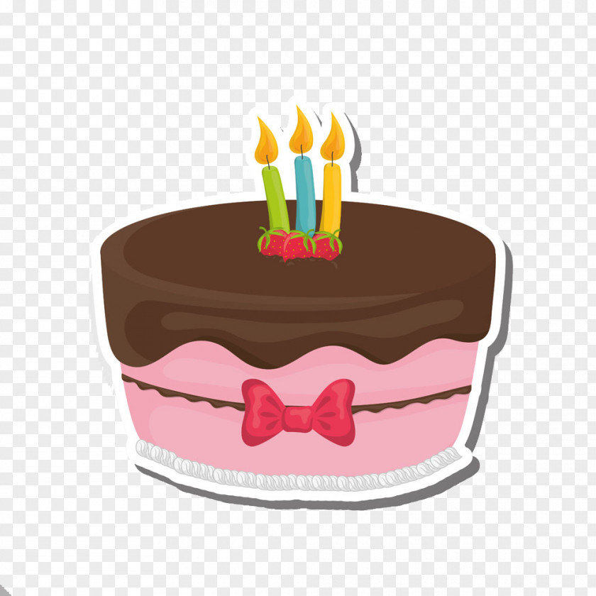 Strawberry Cake With Colored Candles Chocolate Birthday Cupcake Layer Cream PNG