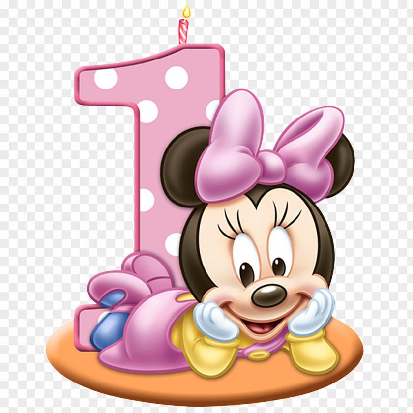 1st Minnie Mouse Birthday Cake Greeting & Note Cards Clip Art PNG