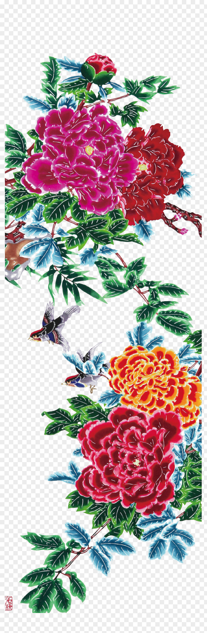 China Wind Flower Floral Design PNG