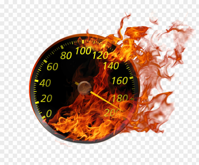Flame Effect Speedometer System Icon PNG