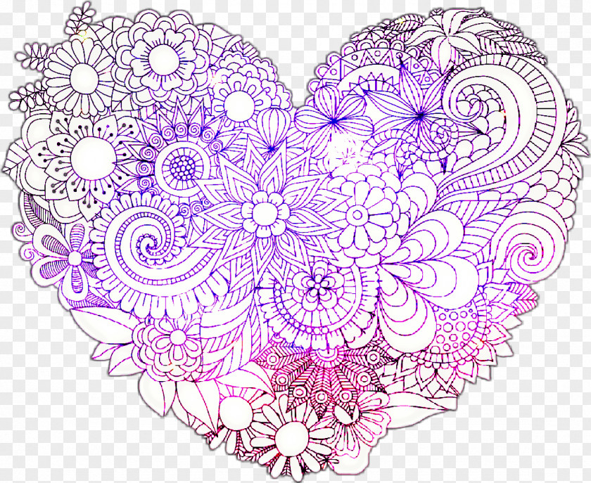 Heart Coloring Book Vector Graphics Drawing Mandala PNG