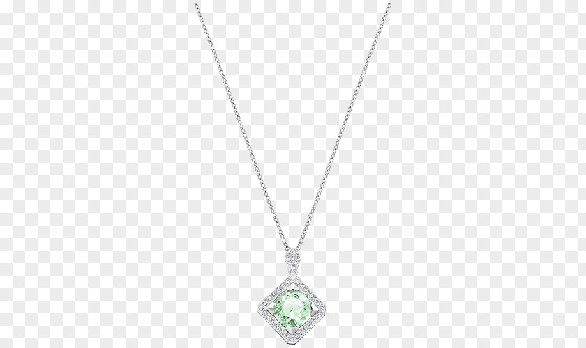 Swarovski Jewellery Women Necklace Green Locket Chain Body Piercing PNG