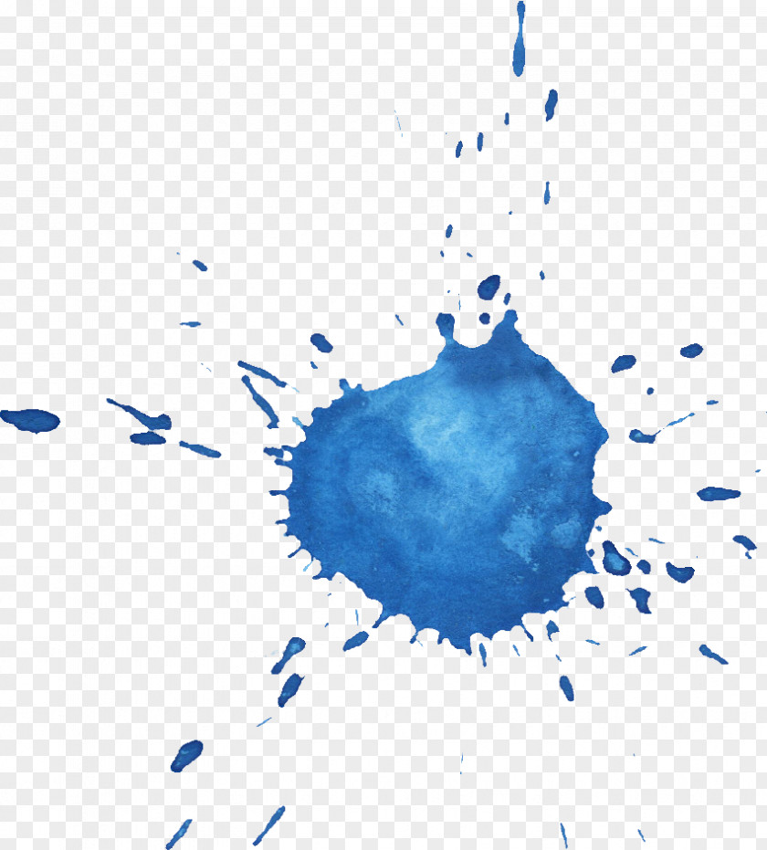 Watercolor Painting Blue Ink PNG
