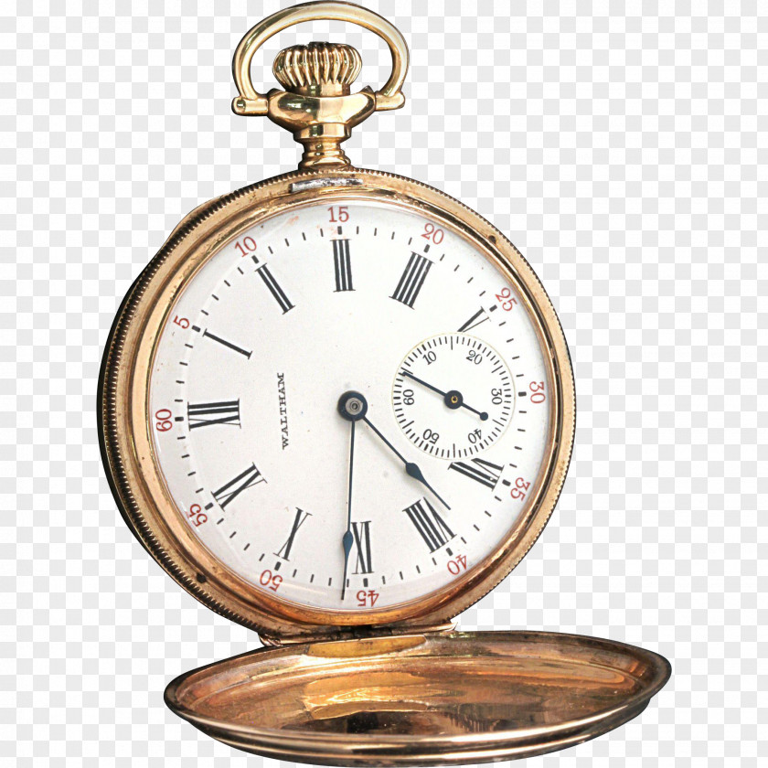Clock Pocket Watch Gold Waltham Company PNG