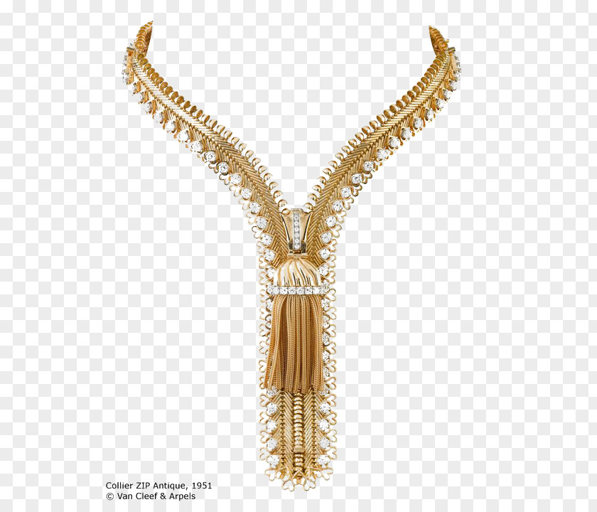 Necklace Gold Zipper Jewellery Van Cleef & Arpels PNG