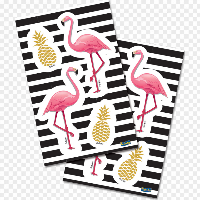 Birthday Adhesive Greater Flamingo Label Paper PNG