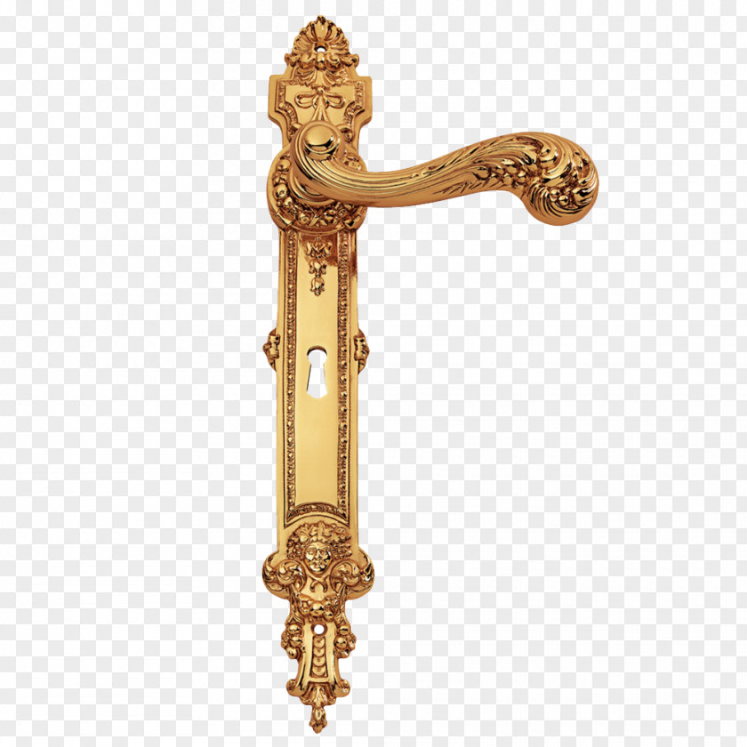 Brass Door Handle Italy Baroque PNG