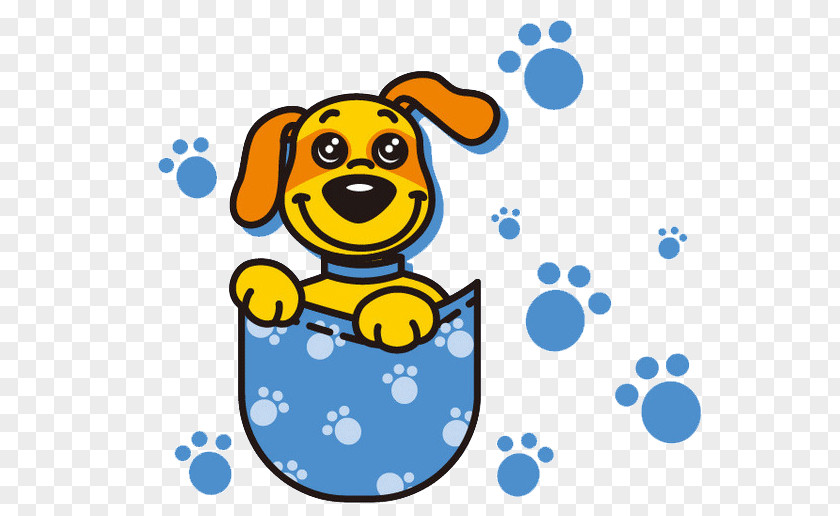 Blue Footprints Dog Cartoon Animation PNG