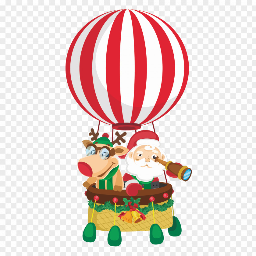Air Balloon Santa Claus Reindeer Christmas Day Rudolph Image PNG