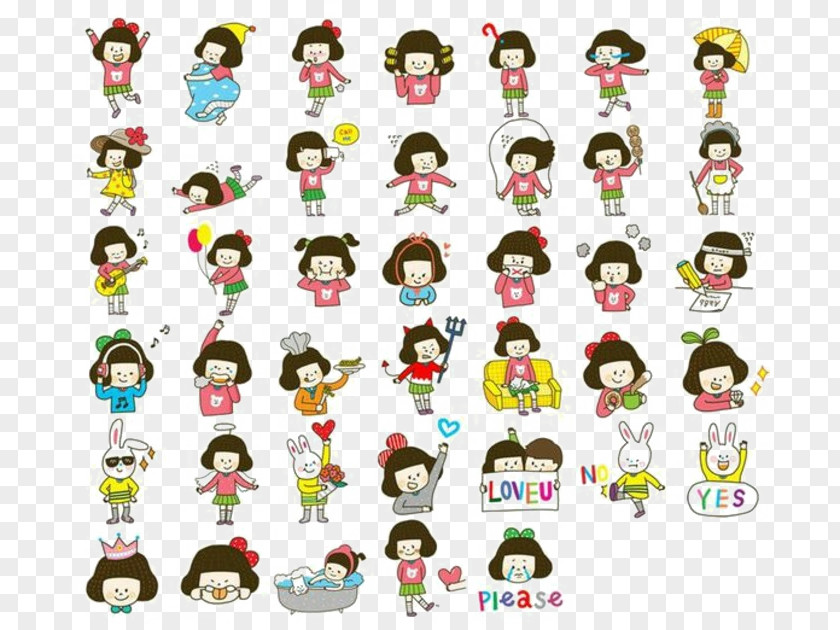 Avatar PNG , A variety of cute girl avatar clipart PNG