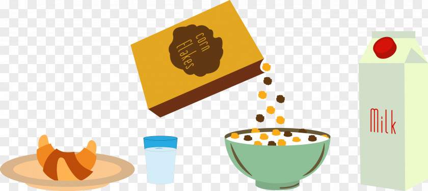 Breakfast Composition Coffee Cereal Milk Croissant PNG
