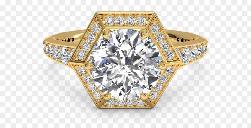 Hexagonal Shape Gold Gemological Institute Of America Engagement Ring Diamond Jewellery PNG