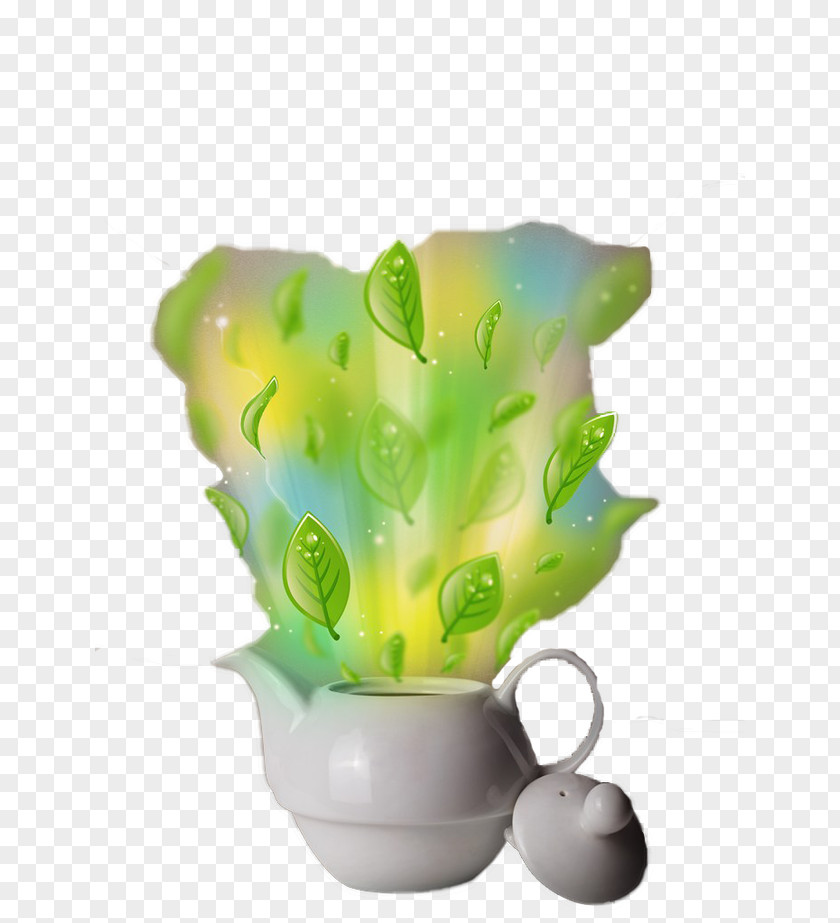 Creative Green Tea Flowerpot PNG