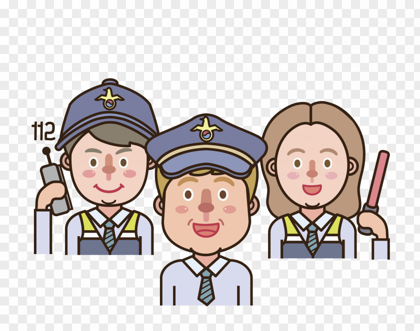 Uniform Police Officer Community Support Illustration PNG