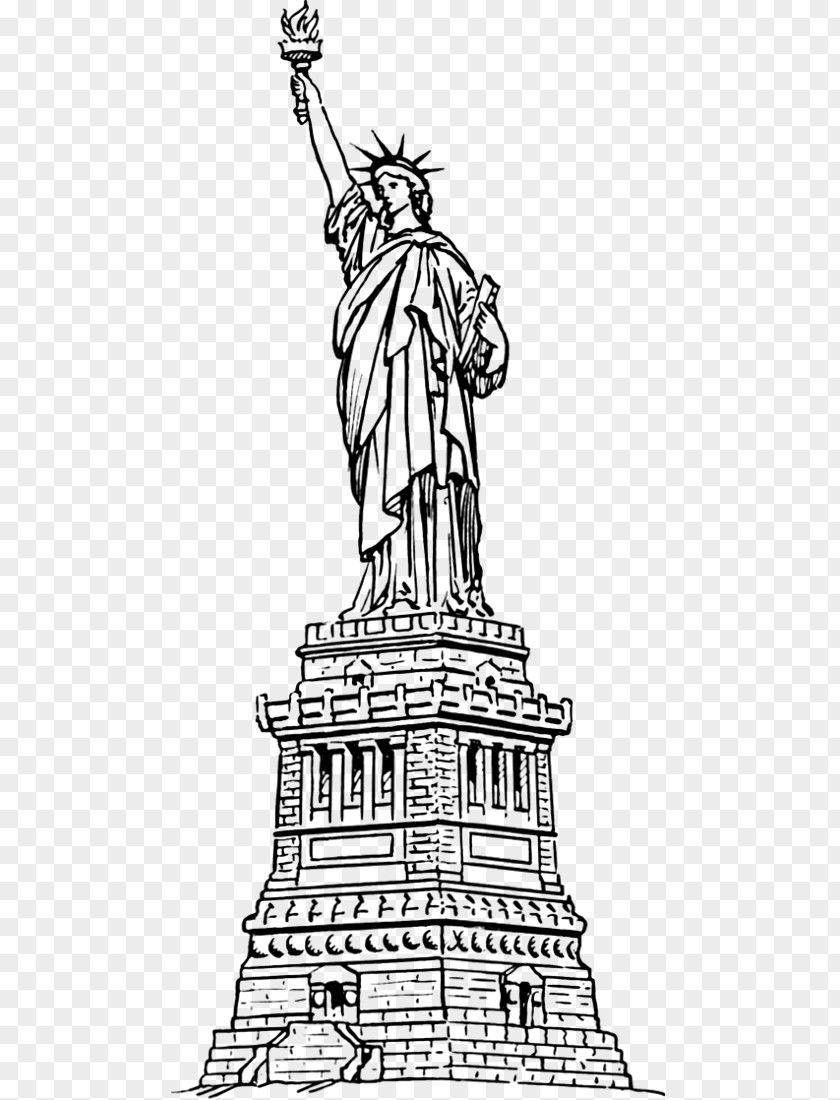 Famous Building Statue Of Liberty Coloring Book Drawing Hudson River PNG