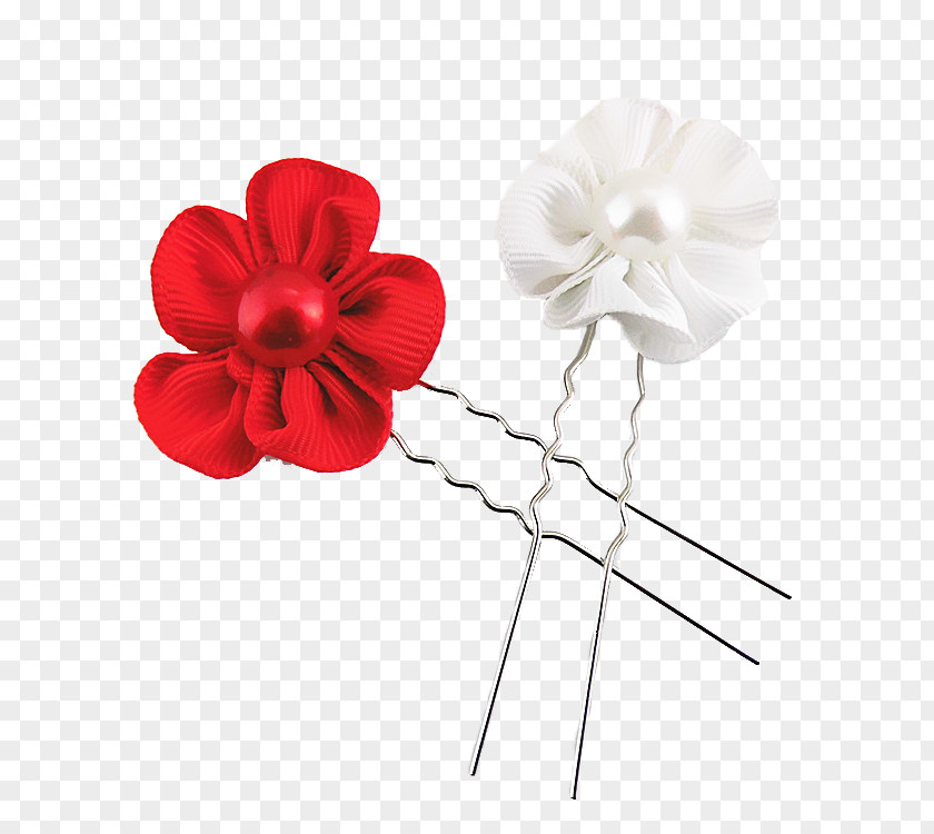 Red Flowers Hairpin Hair Accessories Material Floral Design Barrette Bob Cut PNG
