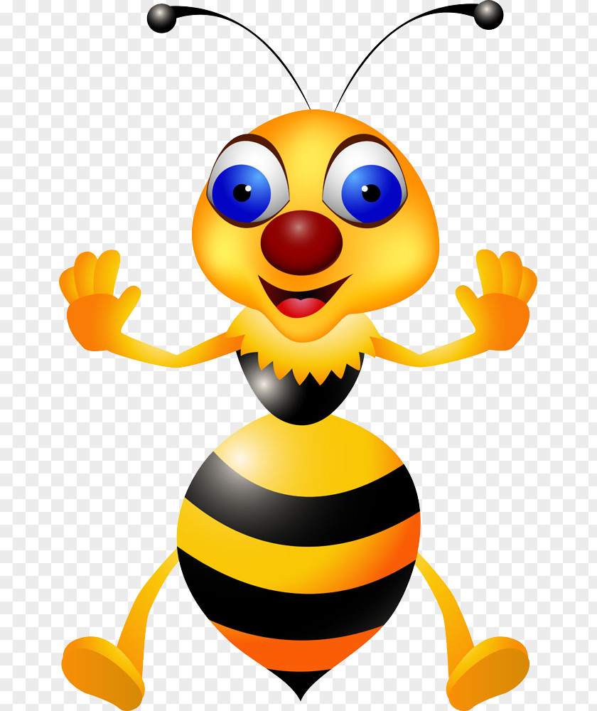 Cute Little Bee Honey Cartoon Illustration PNG