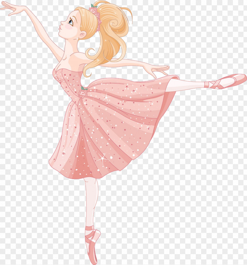 Ballet Dancer Cartoon PNG Cartoon, Alone ballerina cartoon girl, female character wearing pink dress illustration clipart PNG