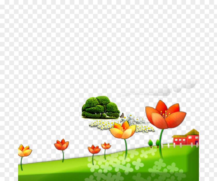 Flower Meadow Children's Day Poster PNG