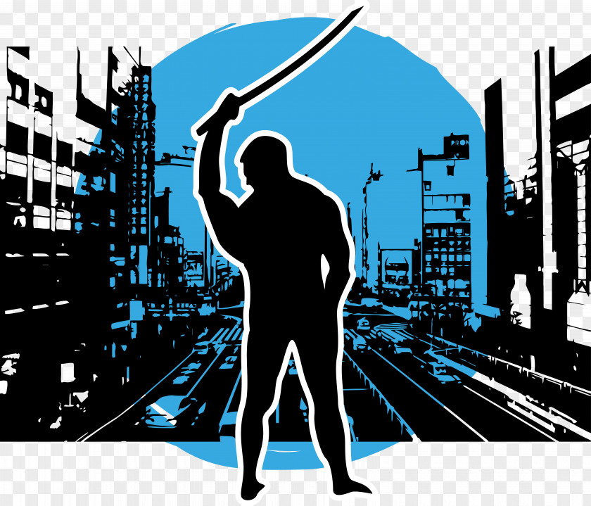 Warrior Battle Vector Graphic Design Silhouette Illustration PNG