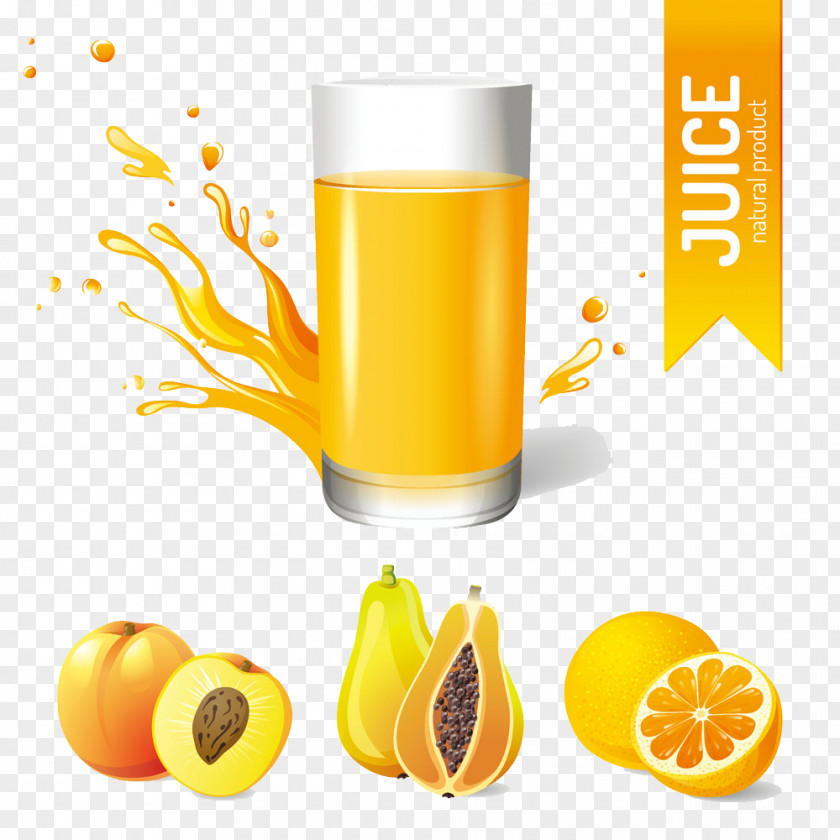 Yellow Fruit And Juice Juicer Poster Illustration PNG