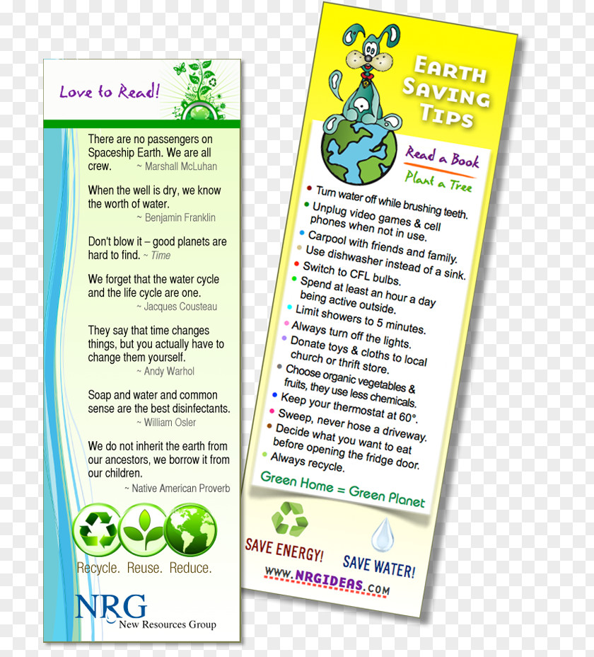 Earth Day Bookmark Energy Conservation Quotation PNG