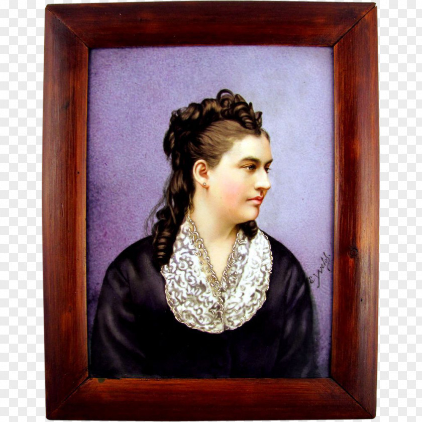 Hand-painted Vintage Lace Portrait Miniature Painting Picture Frames Art PNG