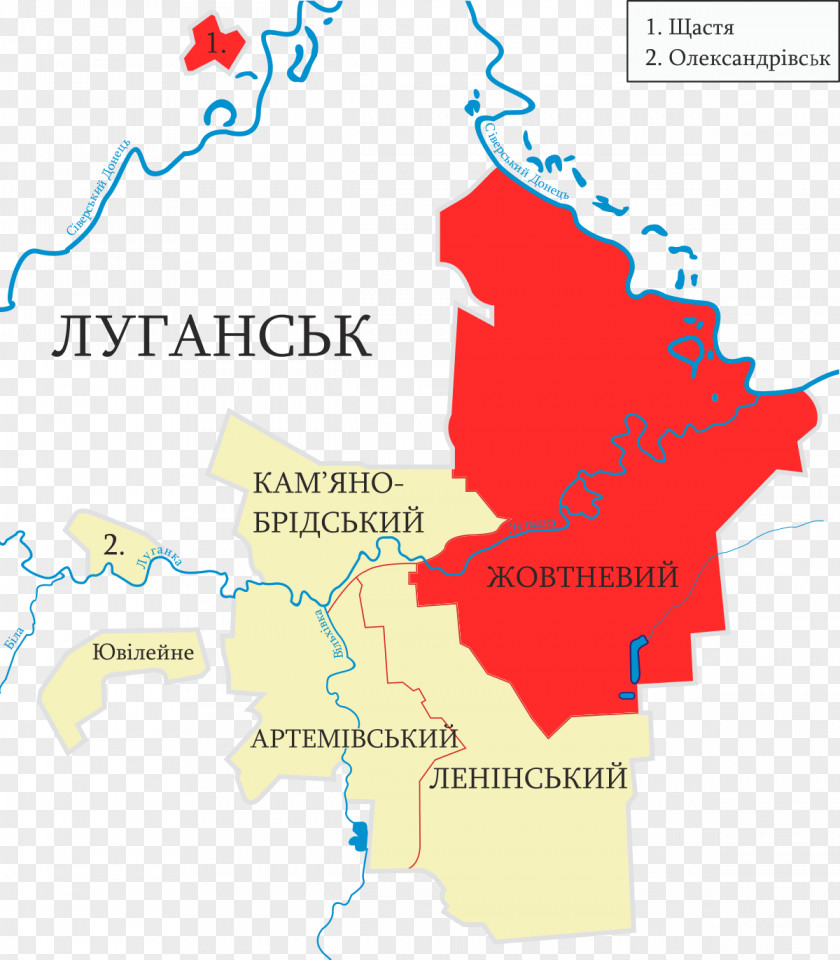 Map Zhovtnevyi District Artemivs'kyi Shchastya Urban Districts Of Ukraine PNG