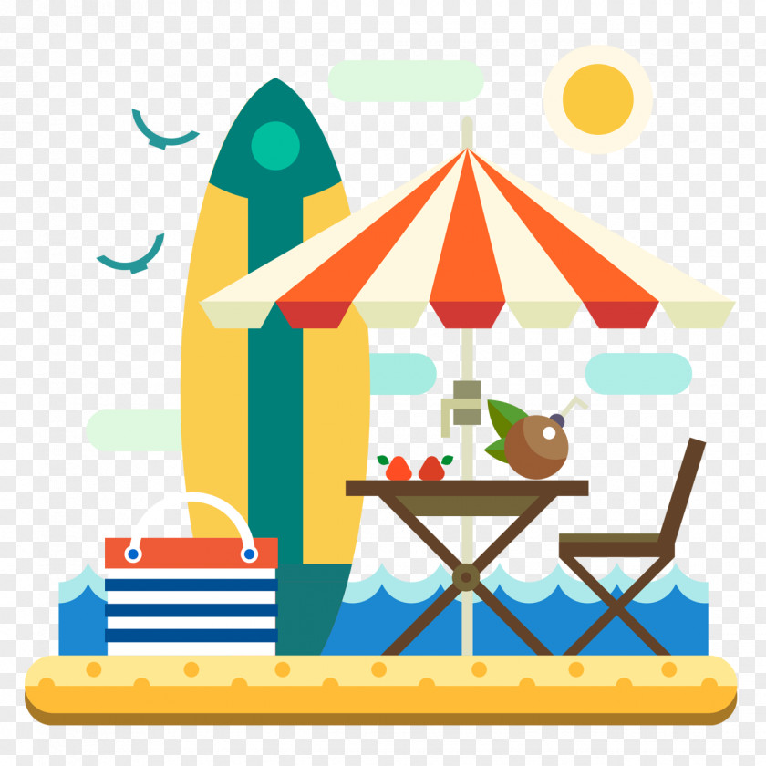 Parasols Flat Design Vector Graphics Beach PNG