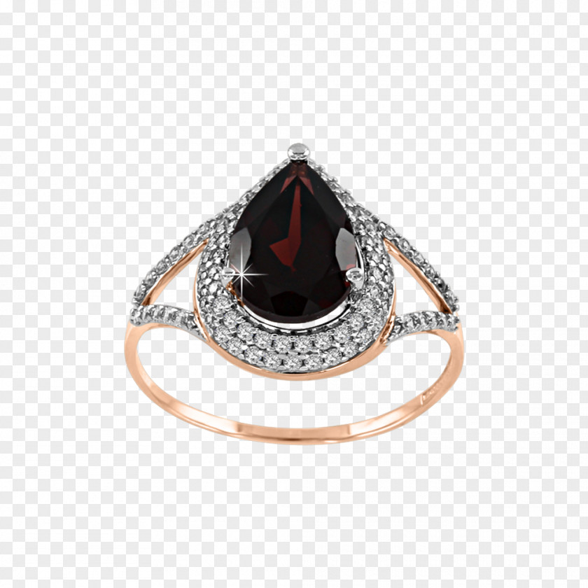 Ring Cubic Zirconia Czerwone Złoto Garnet Diamond PNG