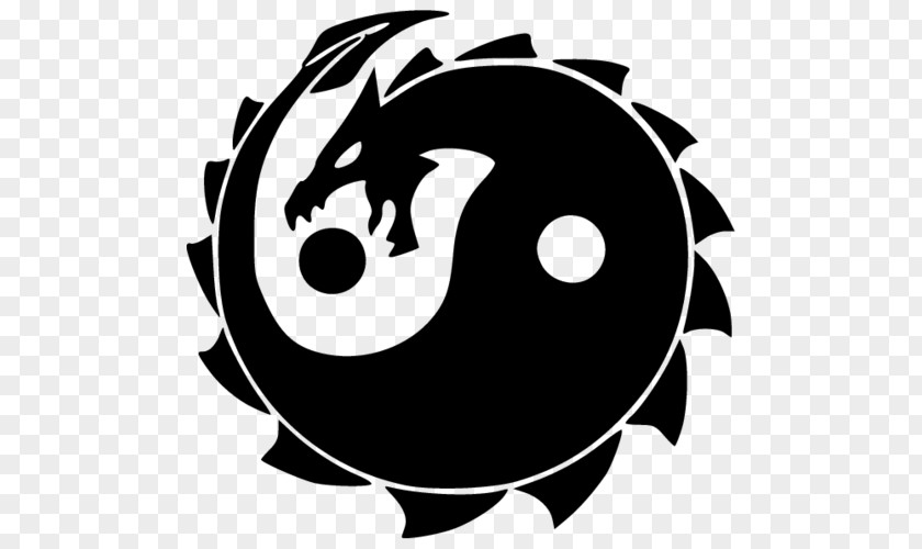 Dragon White Logo Yin And Yang PNG