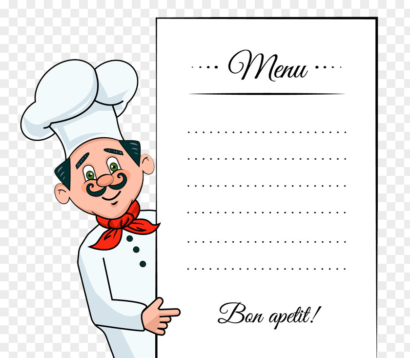 Man Chef Menu Design Take-out Template PNG