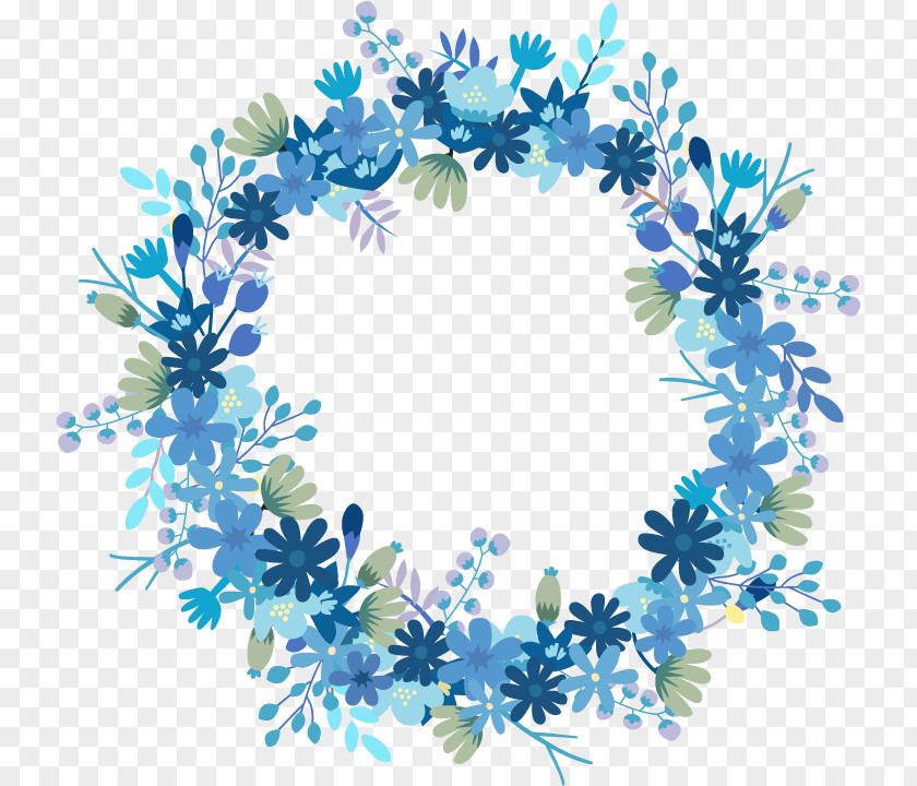 Floral Wreath Paper Flower Blue Gift PNG
