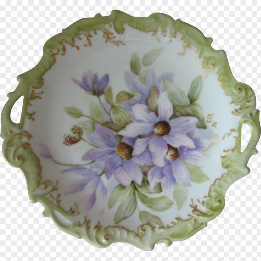 Hand-painted Cake Plate Platter Porcelain Tableware Flower PNG