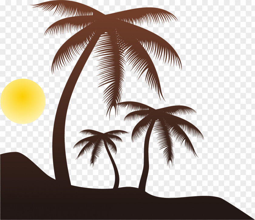 Palm Trees On The Beach Arecaceae Silhouette Tree Clip Art PNG