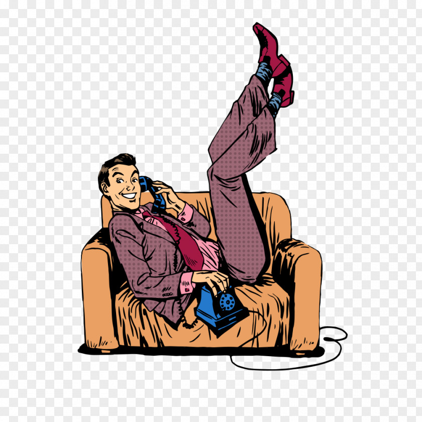 Business Man Sitting On The Couch Pop Art Royalty-free Photography Illustration PNG