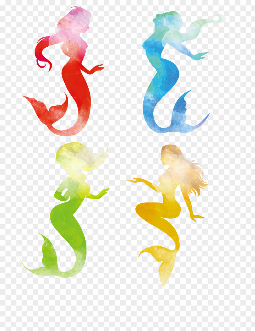 Color Mermaid Silhouette Illustration PNG