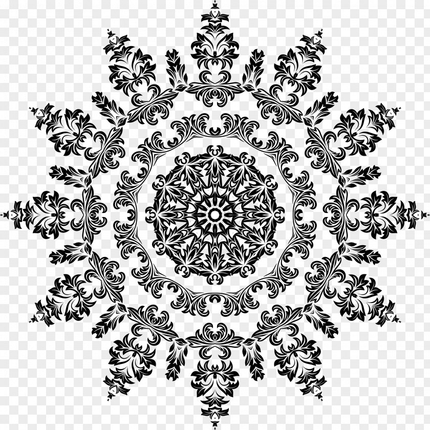 Ornamental Black And White Floral Design Ornament Pattern PNG