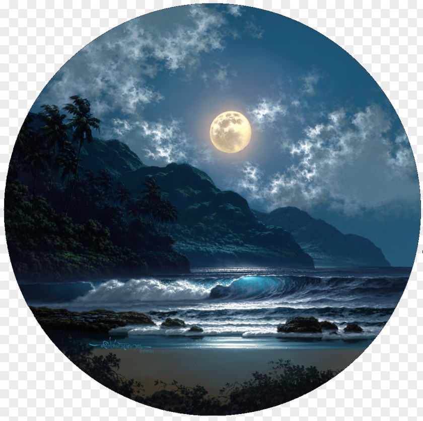 Painting Moonlight Oil Night Art PNG