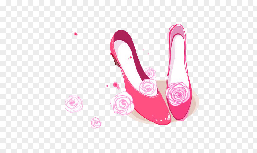 Camellia And High Heels High-heeled Footwear Shoe Slipper Illustration PNG
