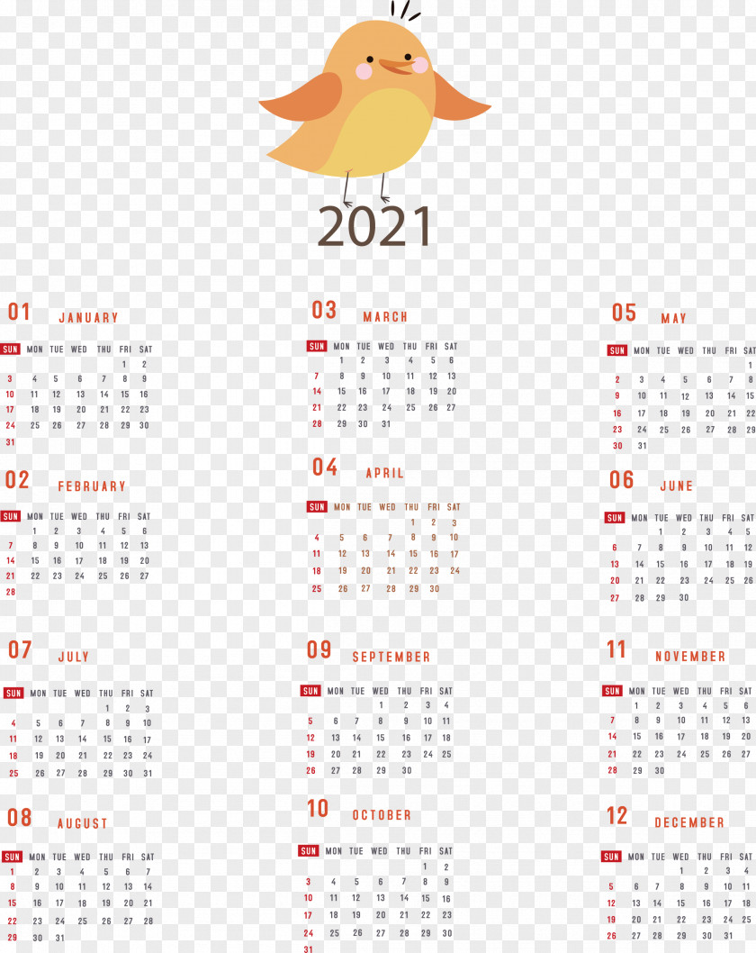 Printable 2021 Yearly Calendar PNG