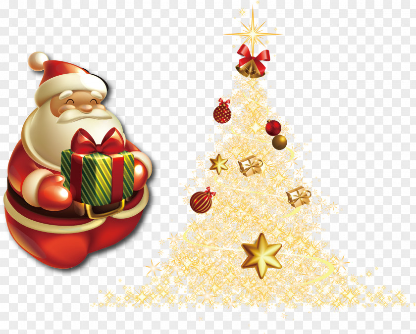 Christmas Vector Material Santa Claus Ornament Tree Gift PNG