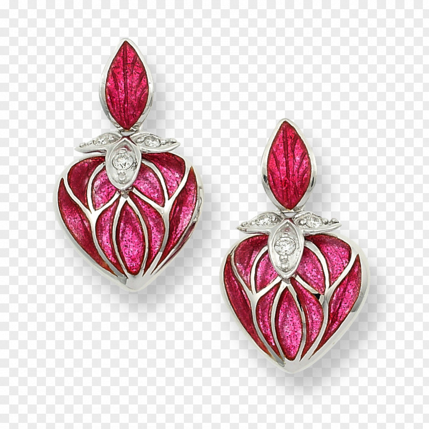 Fine Workmanship Barkers Of Faversham Locket Earring Jewellery Magenta PNG