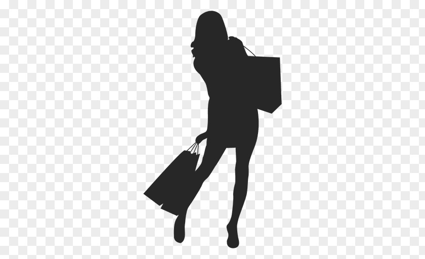 Brunette Vector Silhouette Bag Woman Shopping Portrait PNG