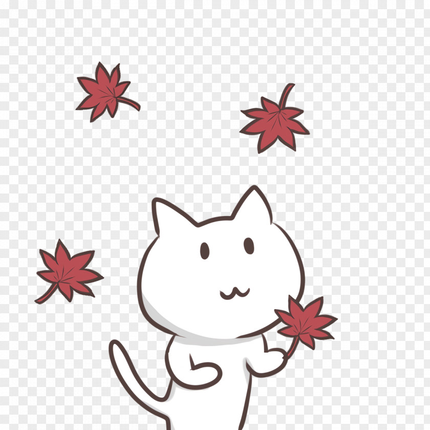 Cat Flower Cartoon Character Leaf PNG