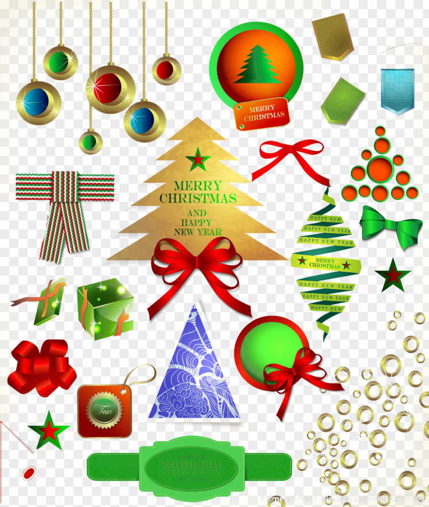 Christmas Element Tag Tree Card PNG