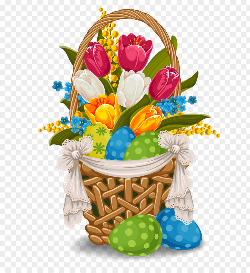Easter Corner Basket Flower Clip Art PNG