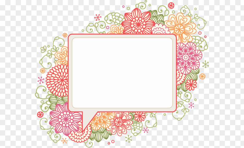 Floral Design Speech Balloon Picture Frames PNG